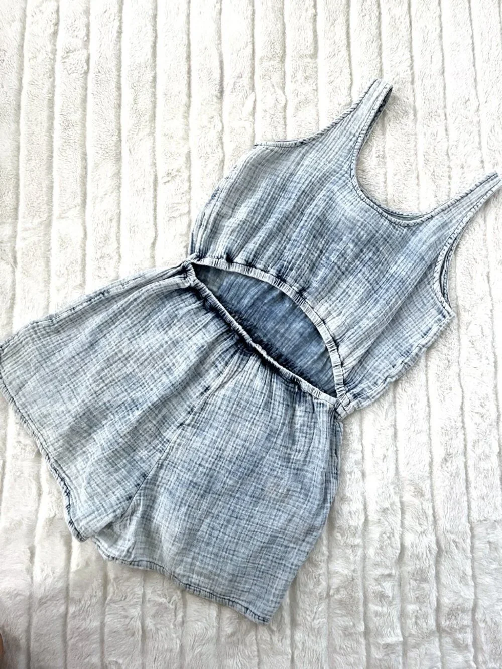 NWT Kids GAP Crinkle Gauze Denim Romper (Blue) XXL 14/16